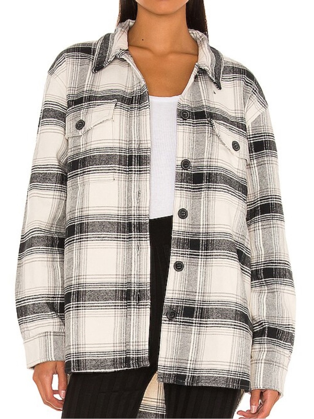 ☀️ NWOT SANCTUARY Button-Front Utility Shacket in Moonstone Plaid